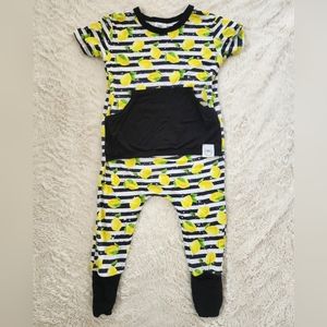 Ready Set Romper Front Opening Romper in Lemon Line